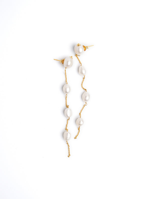 Pearl Waterfall Earrings in Gold Vermeil