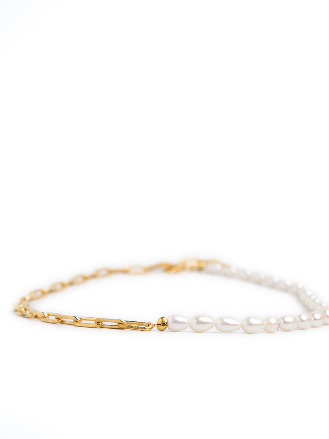 Link And Pearl Bracelet in Gold Vermeil