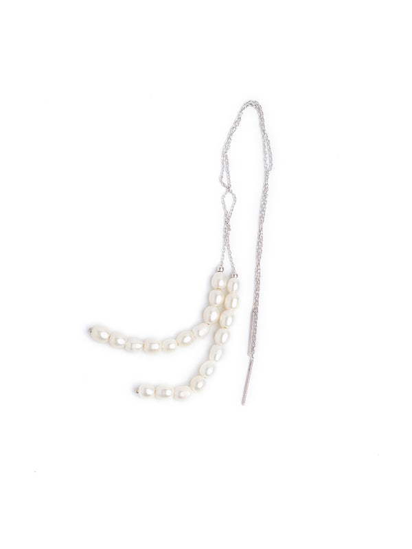 Silver sui dhaga earrings for women online| Butter & Co